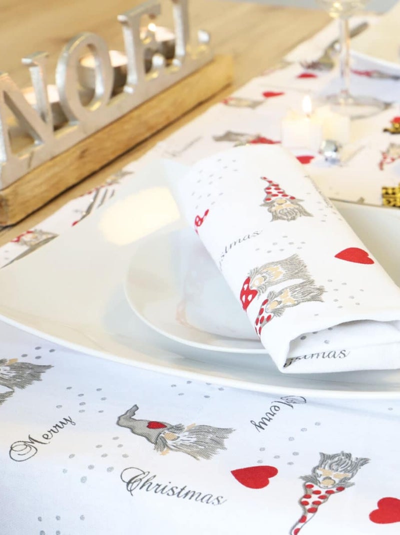 Chemin de table coton 190gr m² motifs LUTIN Blanc - Kiabi