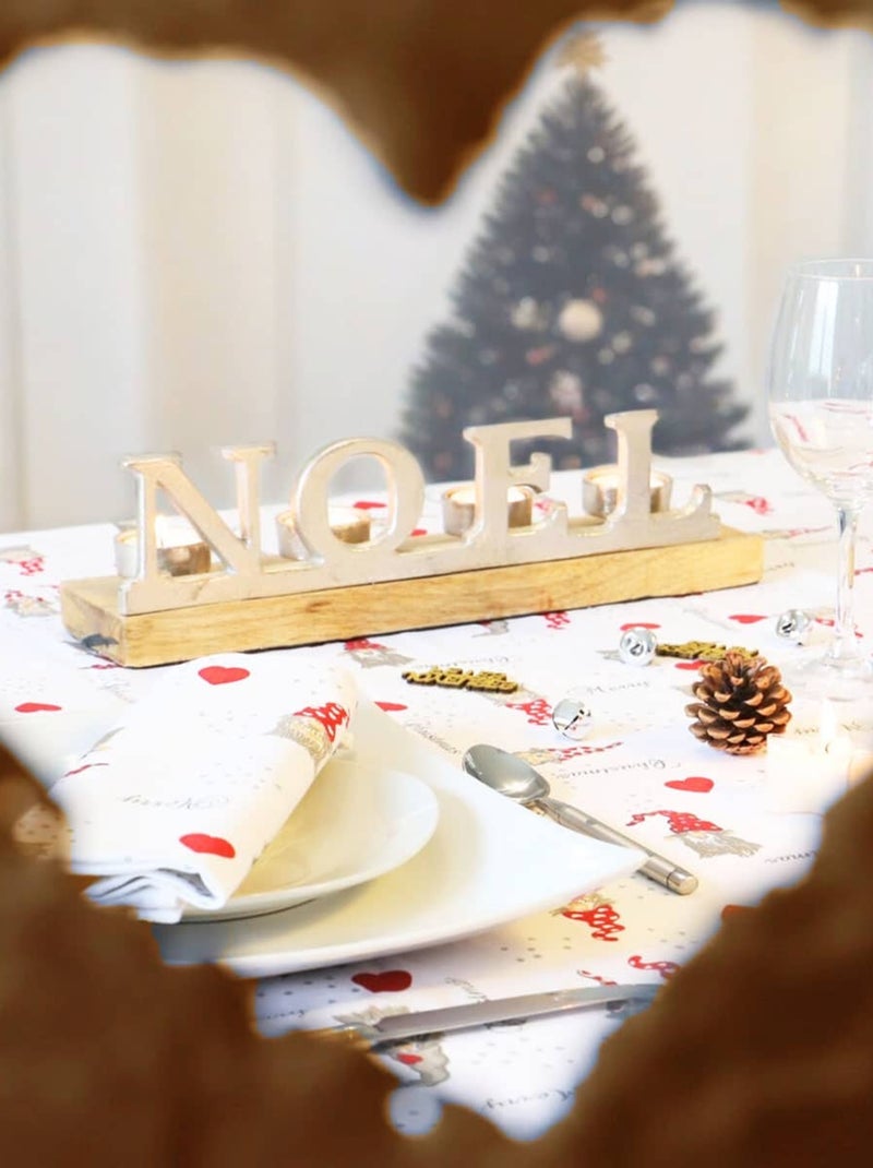 Chemin de table coton 190gr m² motifs LUTIN Blanc - Kiabi