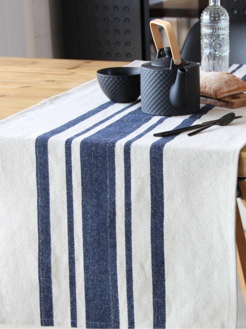 Chemin de table coton épais Rustique Bleu foncé - Kiabi