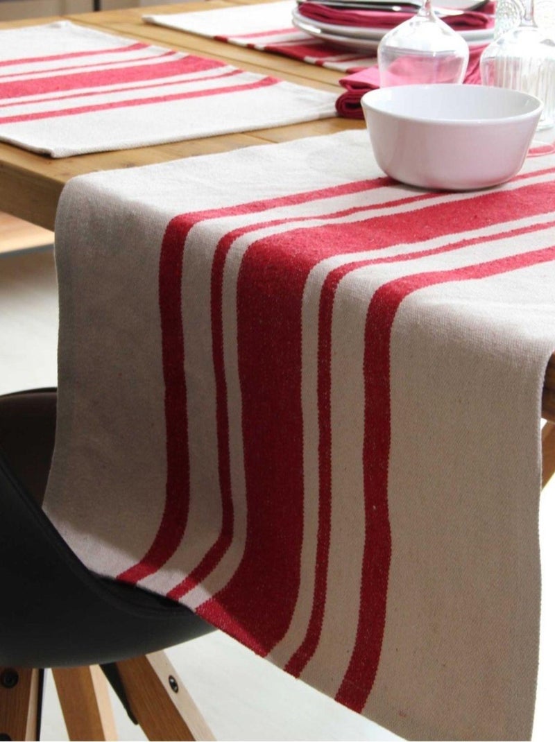 Chemin de table coton épais Rustique Rouge - Kiabi