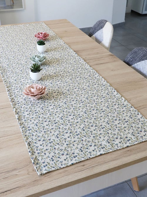 Chemin de table coton lin naturel FLORALIE - Kiabi