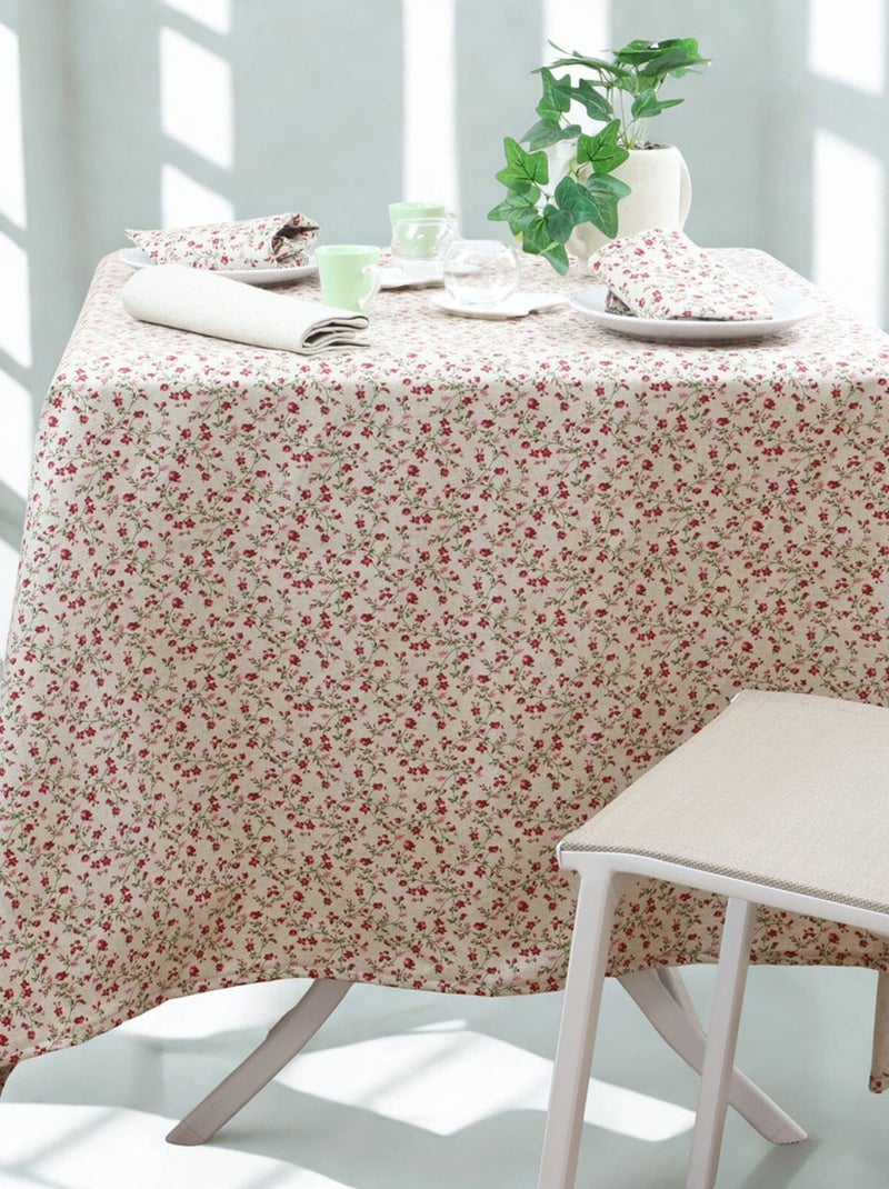 Chemin de table coton lin naturel FLORALIE Bleu - Kiabi