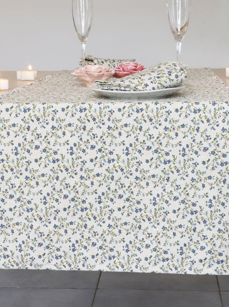 Chemin de table coton lin naturel FLORALIE Rouge - Kiabi