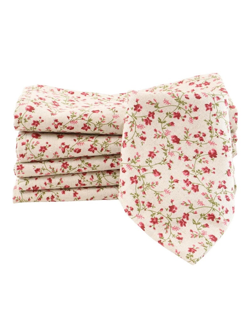 Chemin de table coton lin naturel FLORALIE Rouge - Kiabi