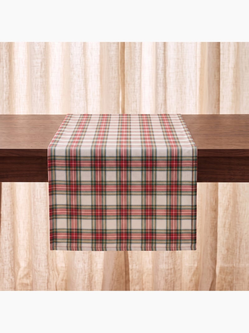 Chemin de table de noël en coton, fil doré en relief, carreaux tartan - gamusi Blanc - Kiabi