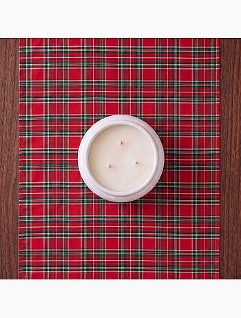 Chemin de table de noël en coton, fil doré en relief, carreaux tartan - gamusi
