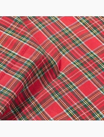 Chemin de table de noël en coton, fil doré en relief, carreaux tartan - gamusi