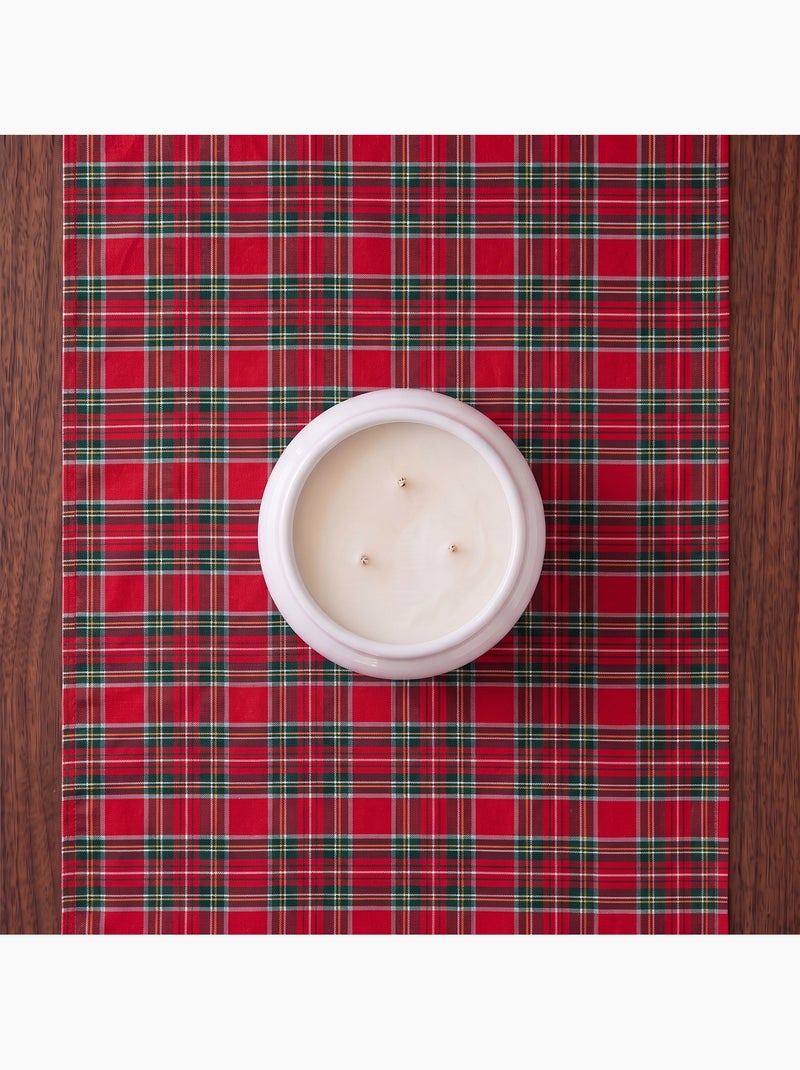 Chemin de table de noël en coton, fil doré en relief, carreaux tartan - gamusi Rouge - Kiabi
