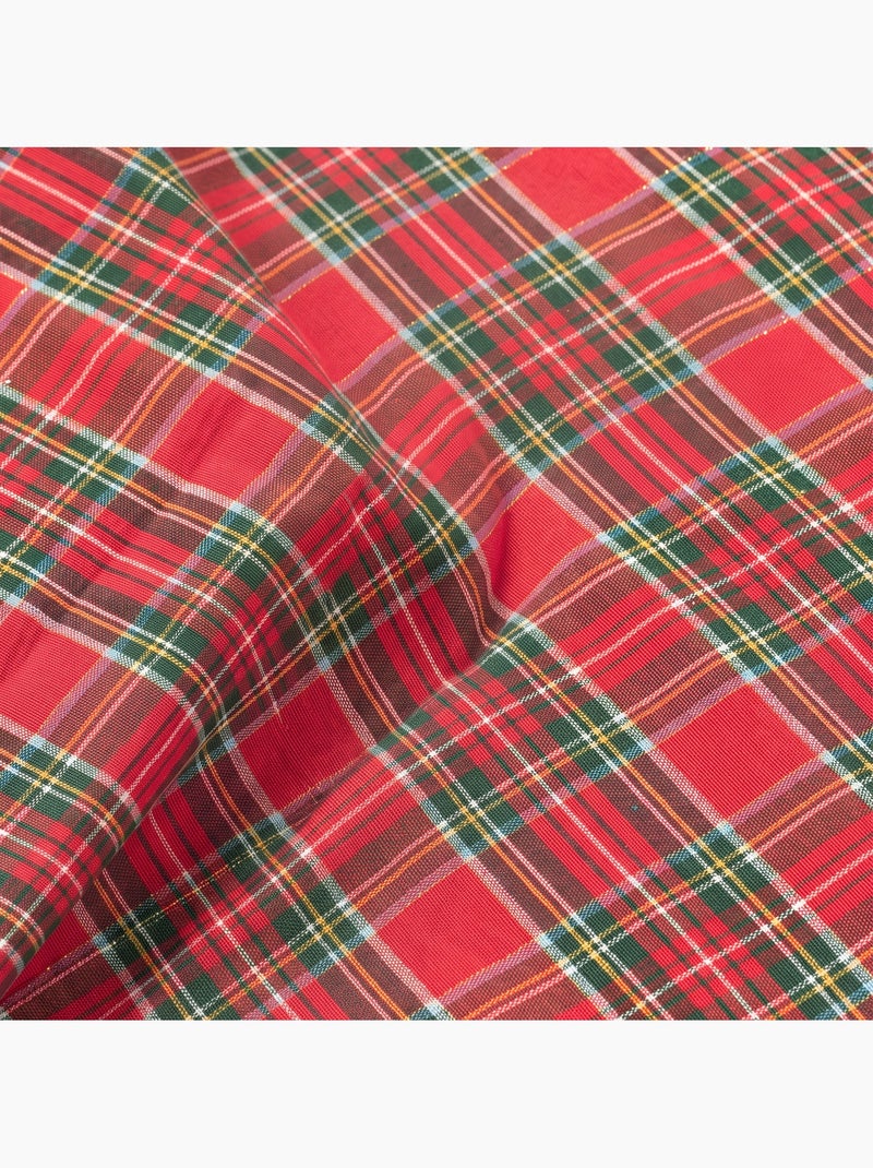 Chemin de table de noël en coton, fil doré en relief, carreaux tartan - gamusi Rouge - Kiabi