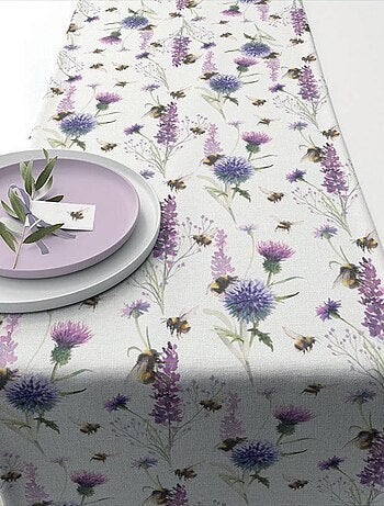 Chemin de table en coton bourdons et chardons