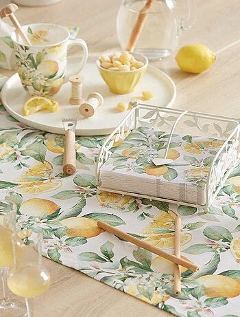 Chemin de table en coton Citrons 40 x 150 cm
