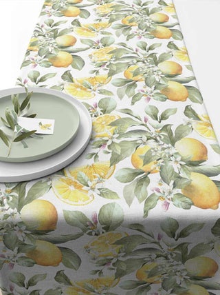 Chemin de table en coton Citrons 40 x 150 cm