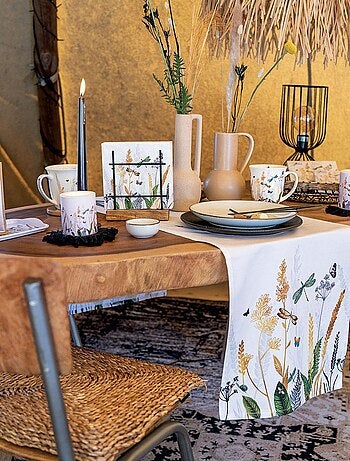 Chemin de table en coton libellules