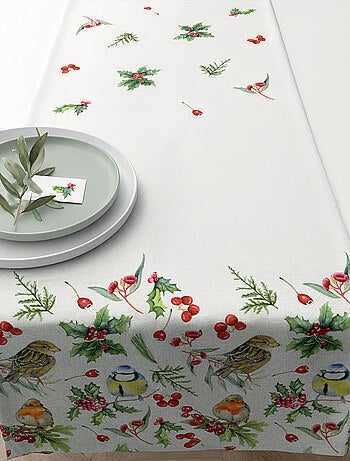 Chemin de table en coton Oiseaux et Baies