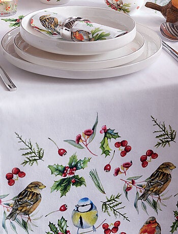 Chemin de table en coton Oiseaux et Baies