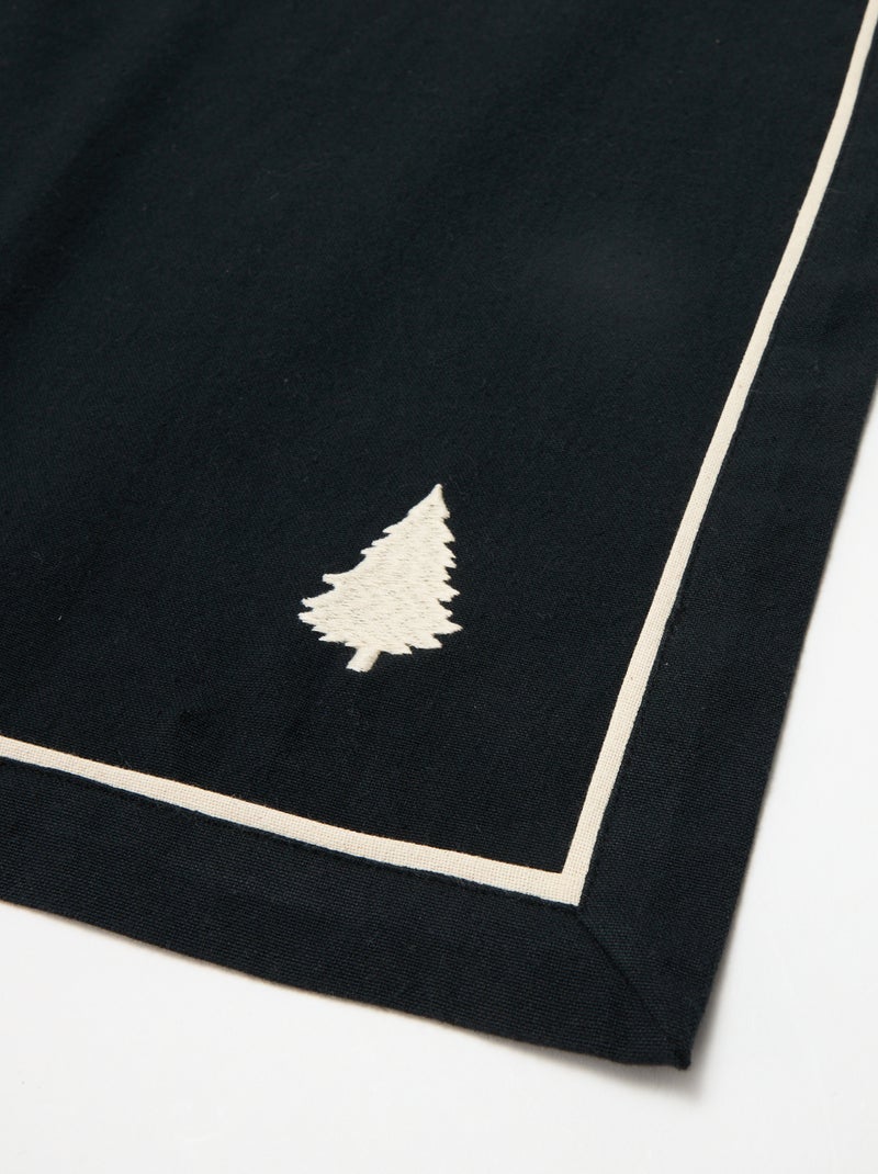 Chemin de table imprimé Noël en coton 36x180 cm Noir - Kiabi