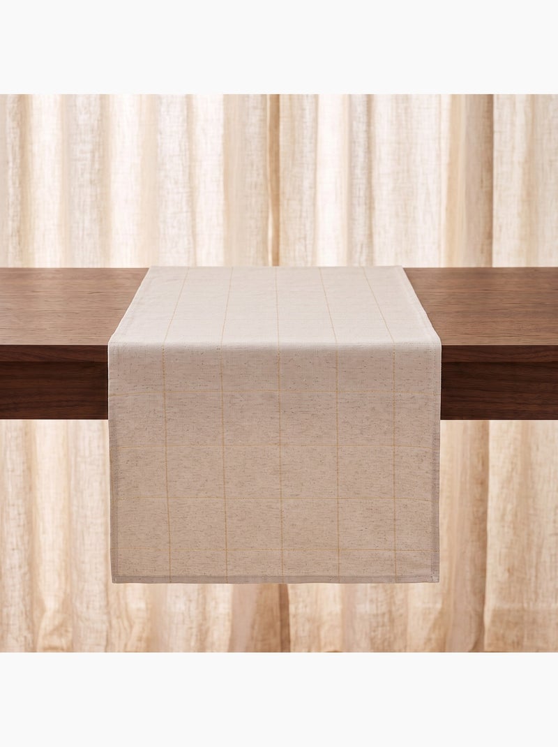 Chemin de table noël à carreaux tissé, fil doré, coton - gamusi. Beige - Kiabi