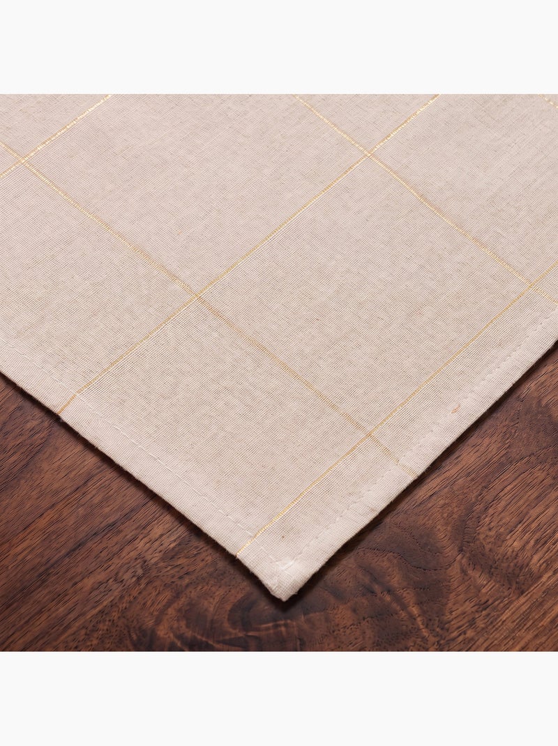 Chemin de table noël à carreaux tissé, fil doré, coton - gamusi. Beige - Kiabi