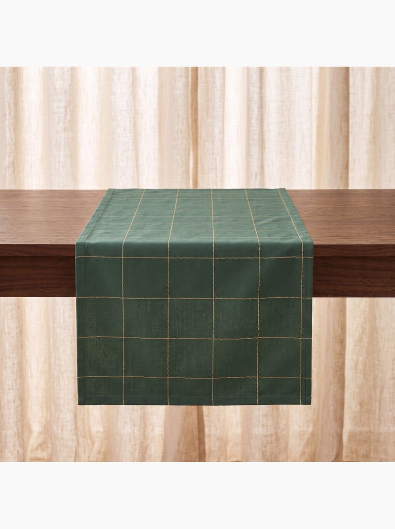 Chemin de table noël à carreaux tissé, fil doré, coton - gamusi. Vert - Kiabi
