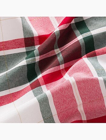 Chemin de table noël tartan tissé, fil doré, coton - gamusi.