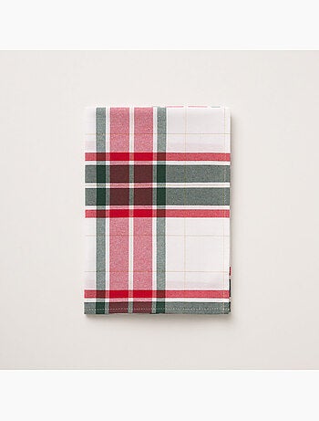 Chemin de table noël tartan tissé, fil doré, coton - gamusi.