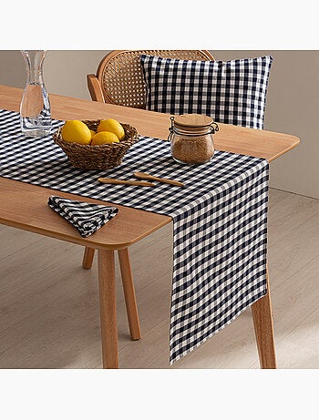 Chemin de table rectangulaire en coton à carreaux vichy, résistant à l'eau - gamusi.