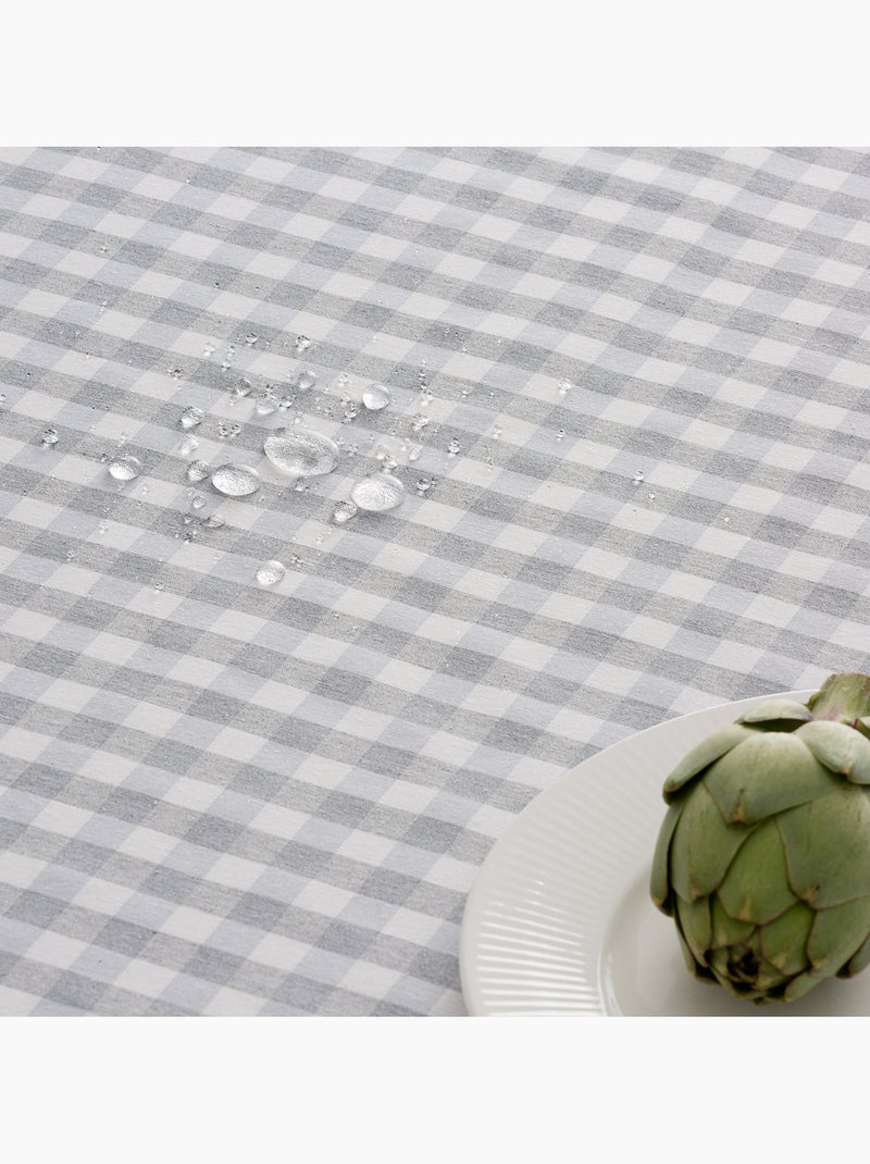 Chemin de table rectangulaire en coton à carreaux vichy, résistant à l'eau - gamusi. Gris clair - Kiabi