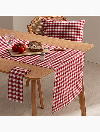 Chemin de table rectangulaire en coton à carreaux vichy, résistant à l'eau - gamusi.