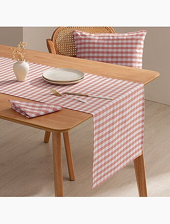 Chemin de table rectangulaire en coton à carreaux vichy, résistant à l'eau - gamusi.
