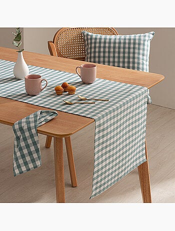 Chemin de table rectangulaire en coton à carreaux vichy, résistant à l'eau - gamusi.