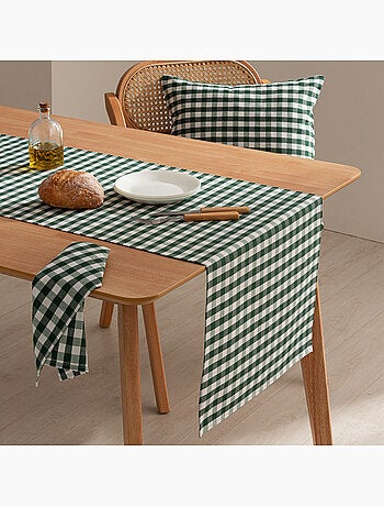 Chemin de table rectangulaire en coton à carreaux vichy, résistant à l'eau - gamusi.