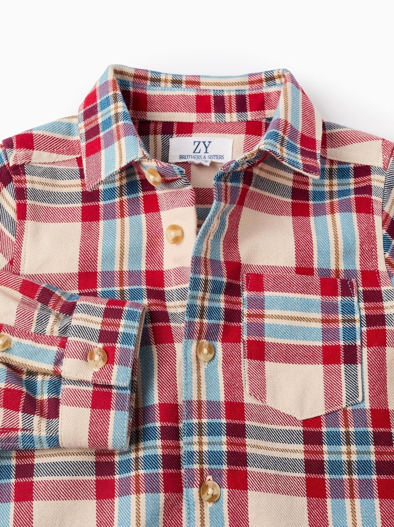 Chemise 100% coton, à carreaux NOËL Gris clair - Kiabi