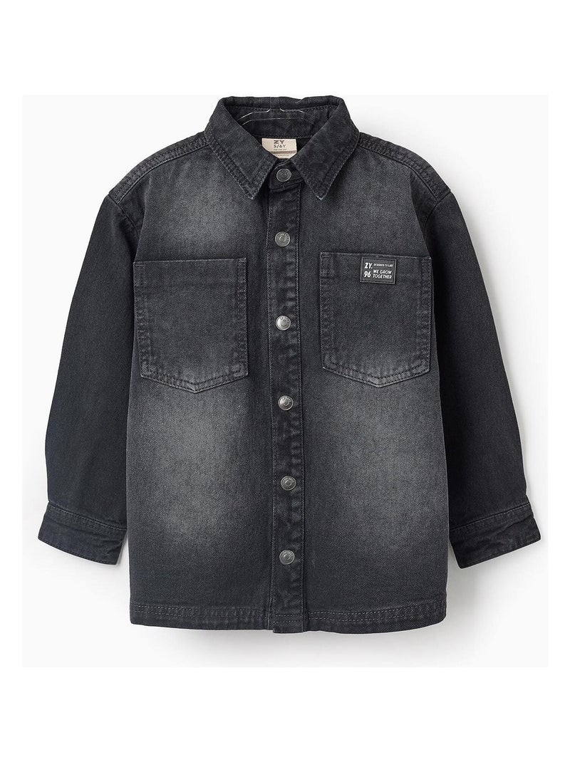 Chemise 100% coton, avec boutons-pression CHICAGO Gris foncé - Kiabi