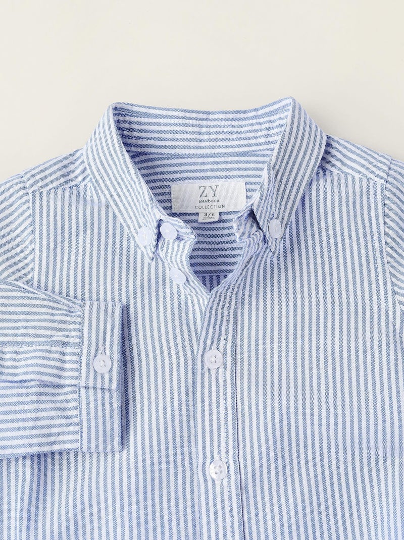 Chemise 100% coton, rayé NOVEAUX NATURE Bleu - Kiabi