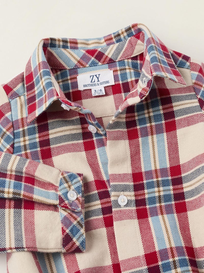 Chemise 100% coton, tissu écossais NOËL Gris clair - Kiabi