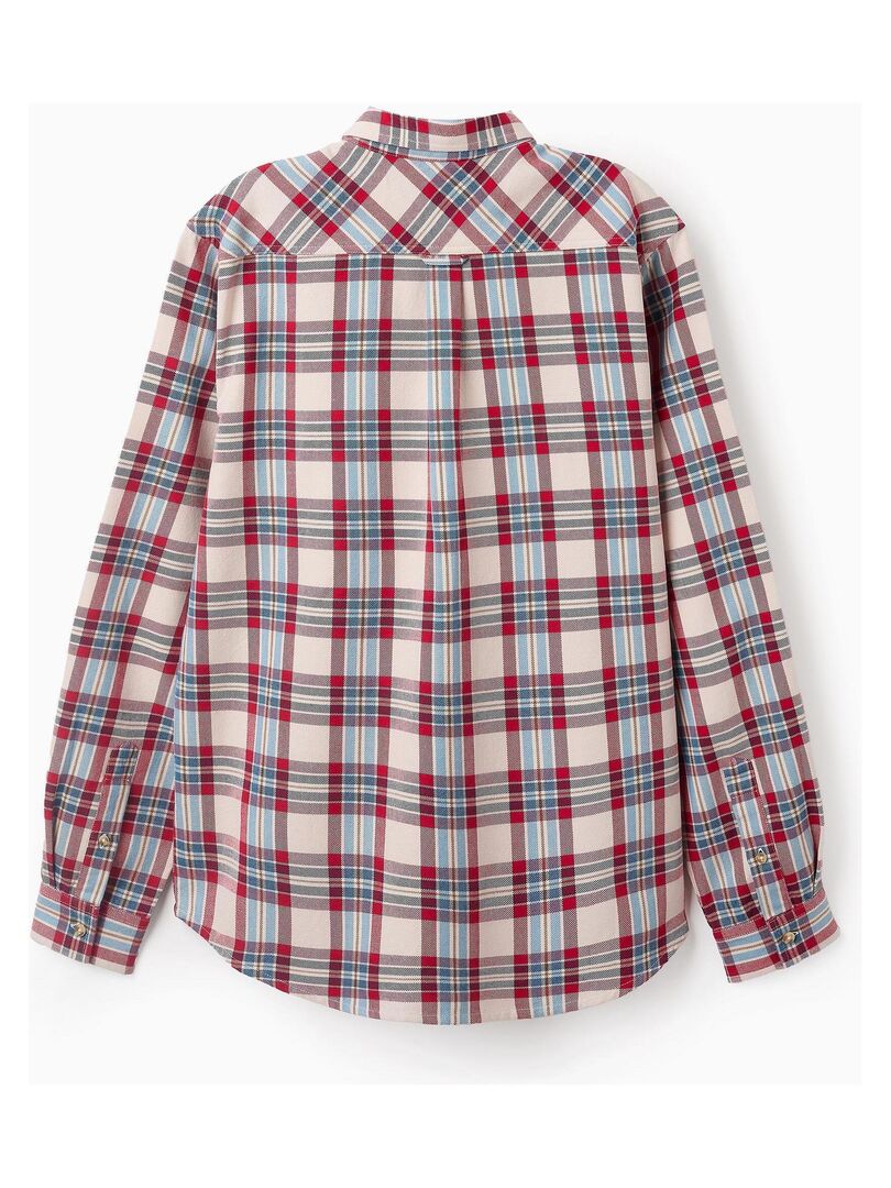 Chemise Homme Bernard, écossais Bleu, Pur Coton Peigné, Col Boutonné, Manches Longues, Taille 4