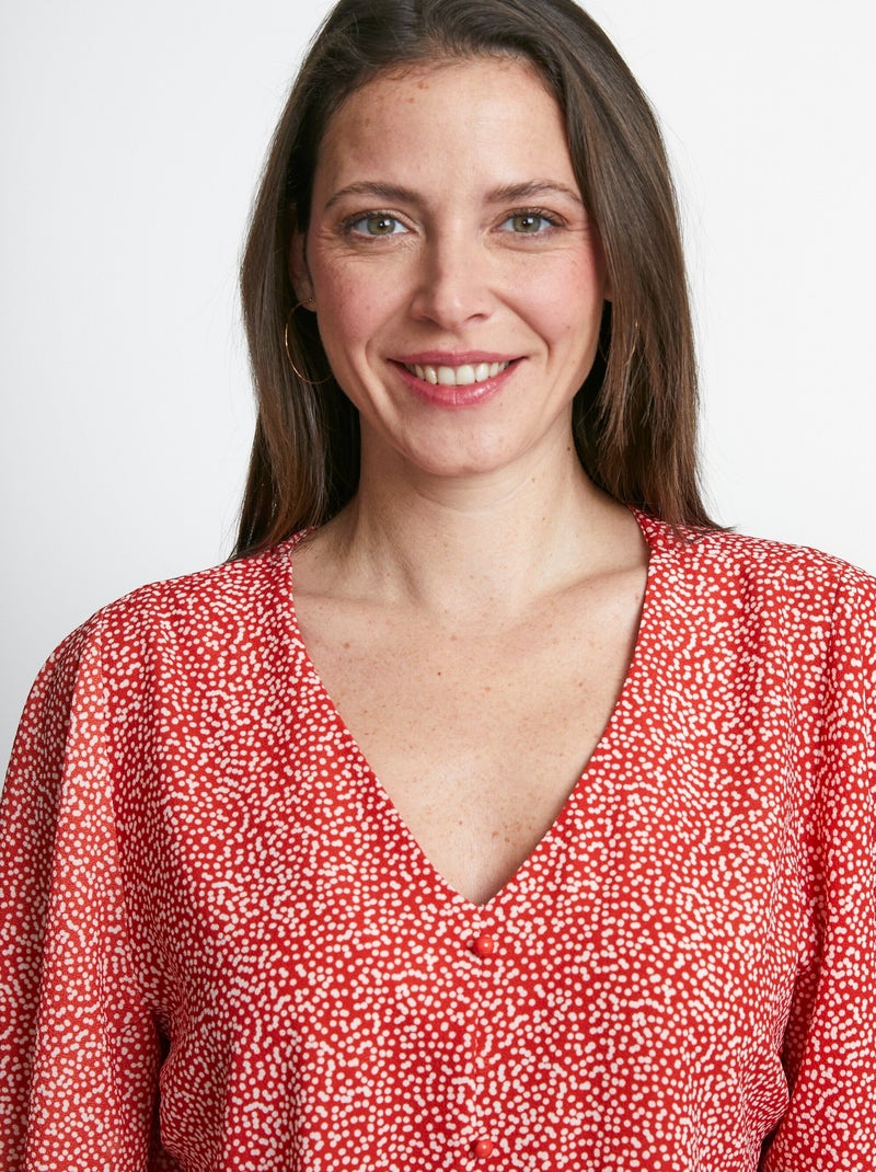 Chemise à basque imprimé pois - Afibel Rouge - Kiabi