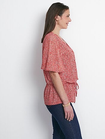 Chemise à basque imprimé pois