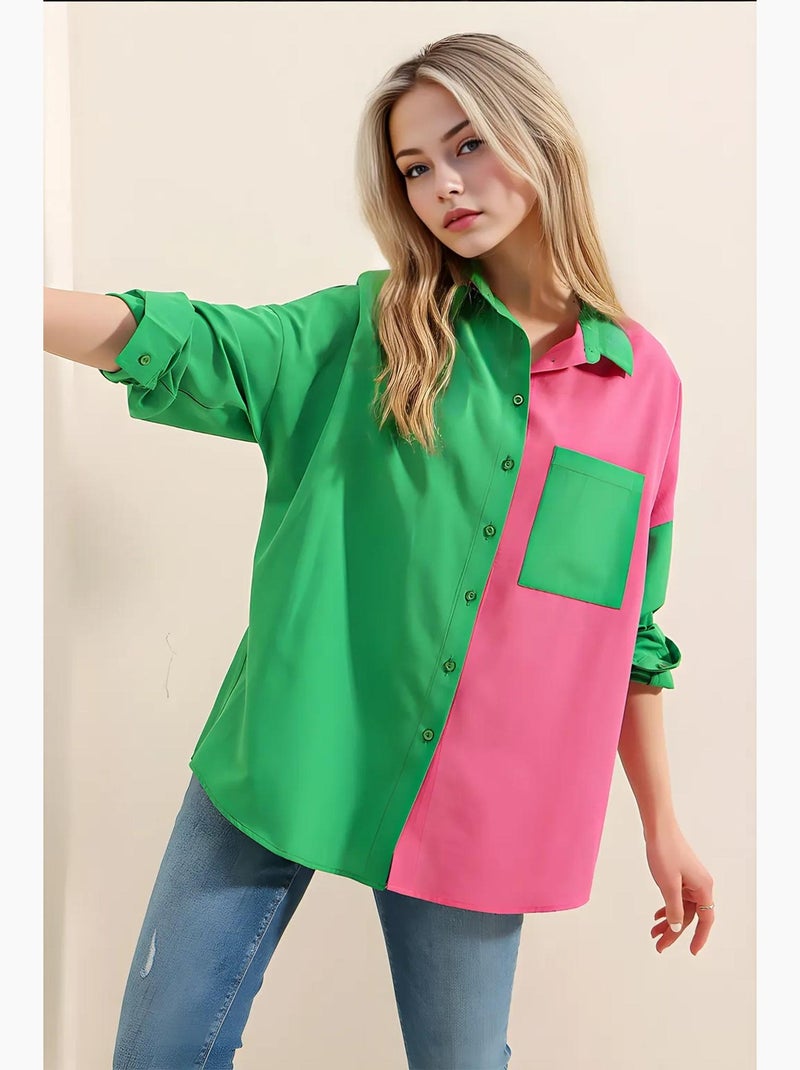 Chemise à blocs de couleurs bdart Vert - Kiabi
