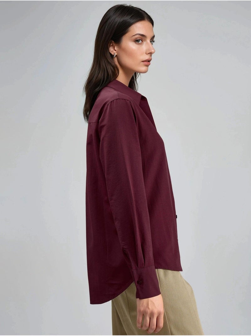 Chemise à boutons, coupe décontractée, col chemise busem Rouge bordeaux - Kiabi