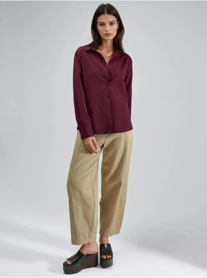 Chemise à boutons, coupe décontractée, col chemise busem Rouge bordeaux - Kiabi