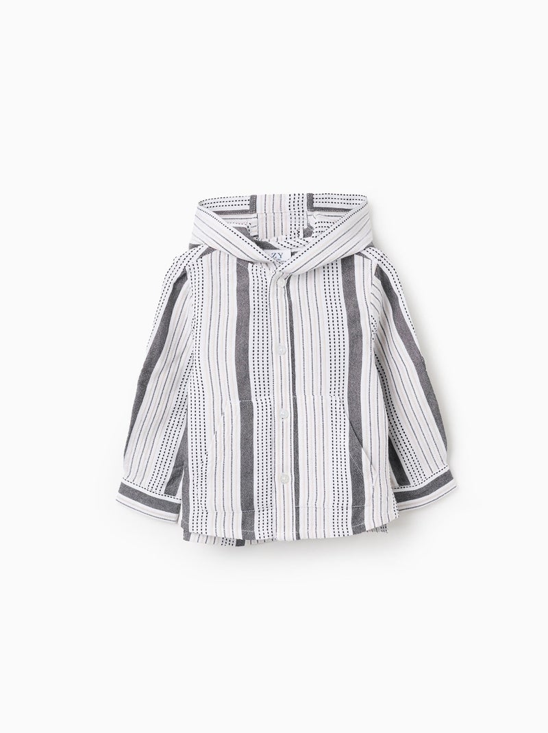 Chemise à Capuche à Rayures en Relief Beige clair - Kiabi
