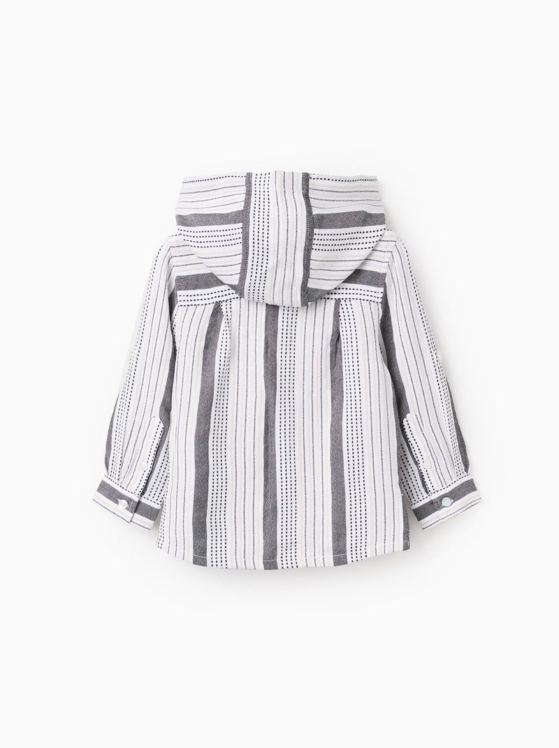 Chemise à Capuche à Rayures en Relief Beige clair - Kiabi