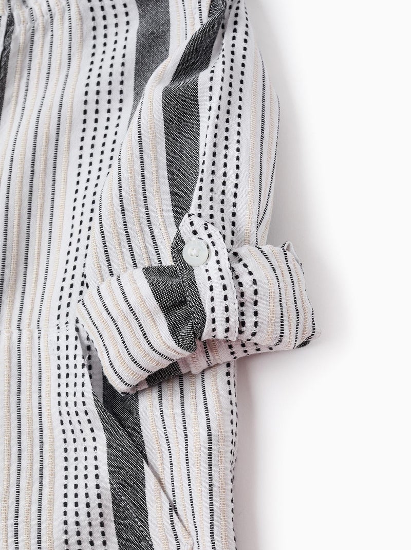 Chemise à Capuche à Rayures en Relief Beige clair - Kiabi