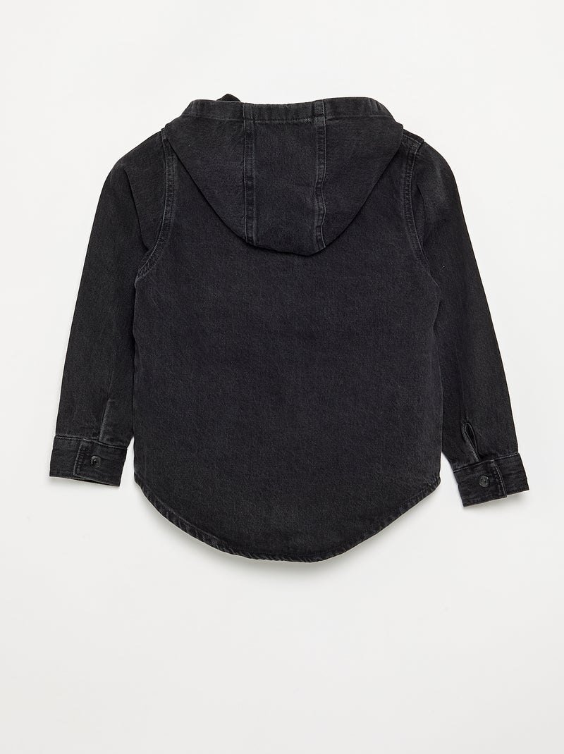 Chemise à capuche en denim Noir - Kiabi