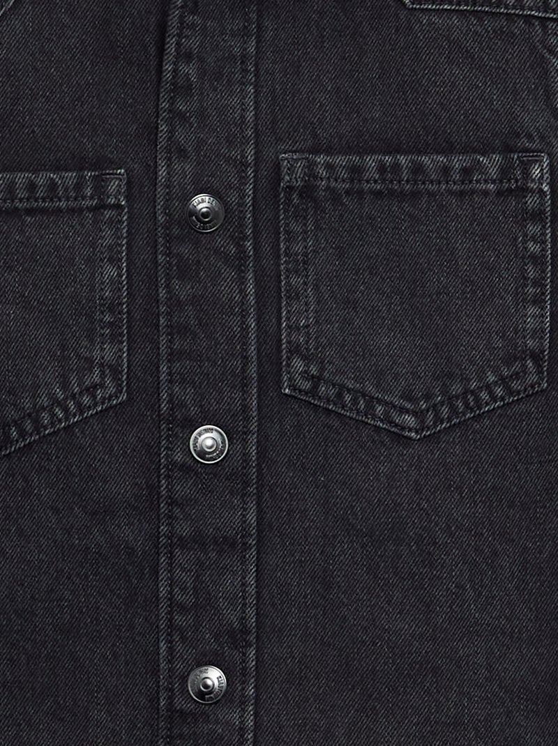 Chemise à capuche en denim Noir - Kiabi