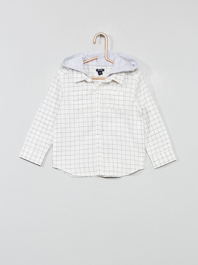 Chemise à capuche en flanelle blanc - Kiabi