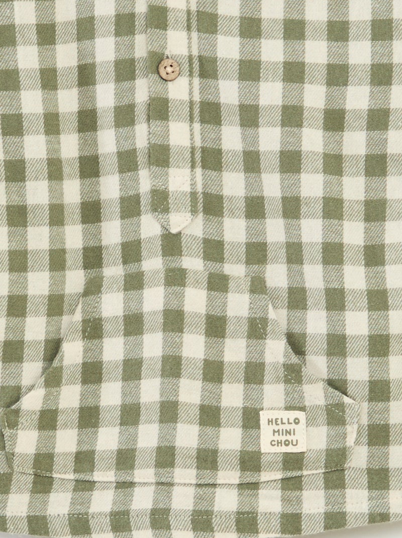 Chemise à capuche et avec poche kangourou Kaki - Kiabi