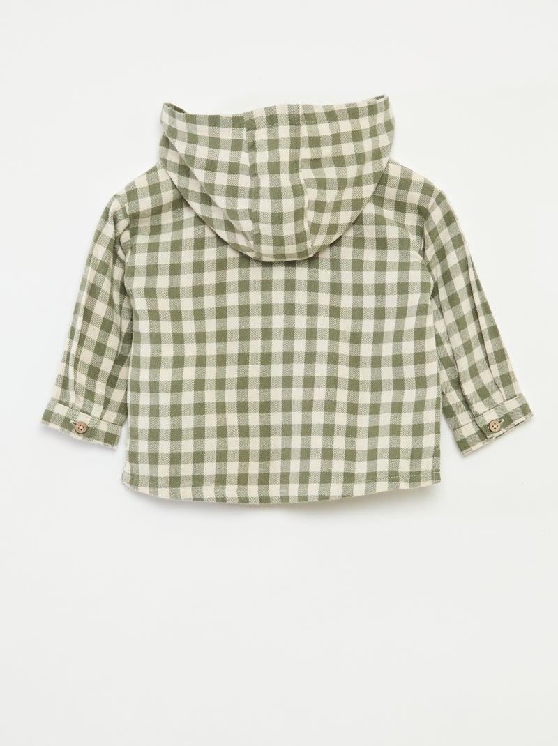Chemise à capuche et avec poche kangourou Kaki - Kiabi