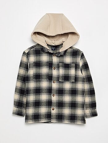 Chemise à carreau en flanelle à capuche
